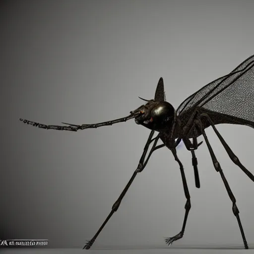 Image similar to A humanoid mosquito, reminiscent of a winged medieval knight. Metal gear solid style.