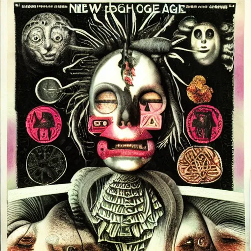 Image similar to post - punk new age album cover, asymmetrical design, dollar bank notes, capitalism, magic, apocalypse, psychedelic, black white pink, magic, giger h. r., giuseppe arcimboldo