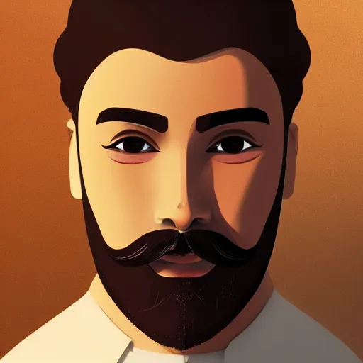 Image similar to the best brown male with beard and mustache profile picture of 2 0 2 5, 4 k, beautiful gorgeous digital art, trending on artstation