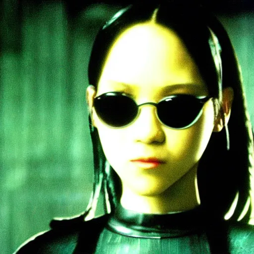 Image similar to film still of miku hatsune in the matrix (1999)