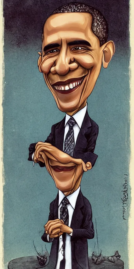 Image similar to a caricature of obama by alexander jansson