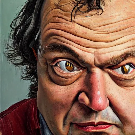 Image similar to high quality high detail painting by lucian freud, hd, portrait of mad jack black