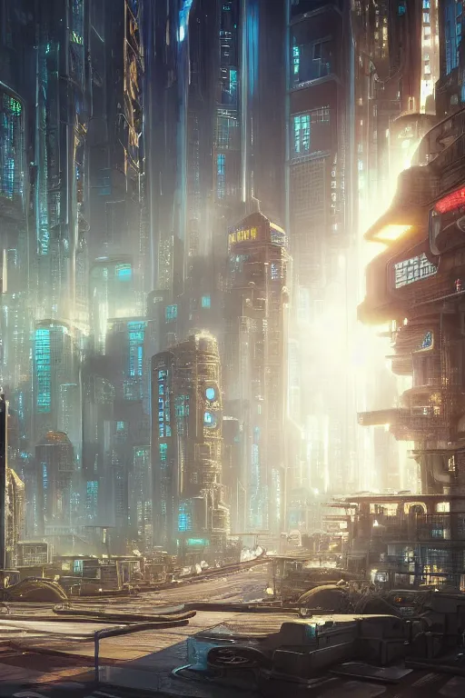 Image similar to a curly - haired cyborg in a retrofuturistic city by david a hardy and noriyoshi ohrai, highly detailed, cinematic composition, trending on artstation, octane render, 8 k