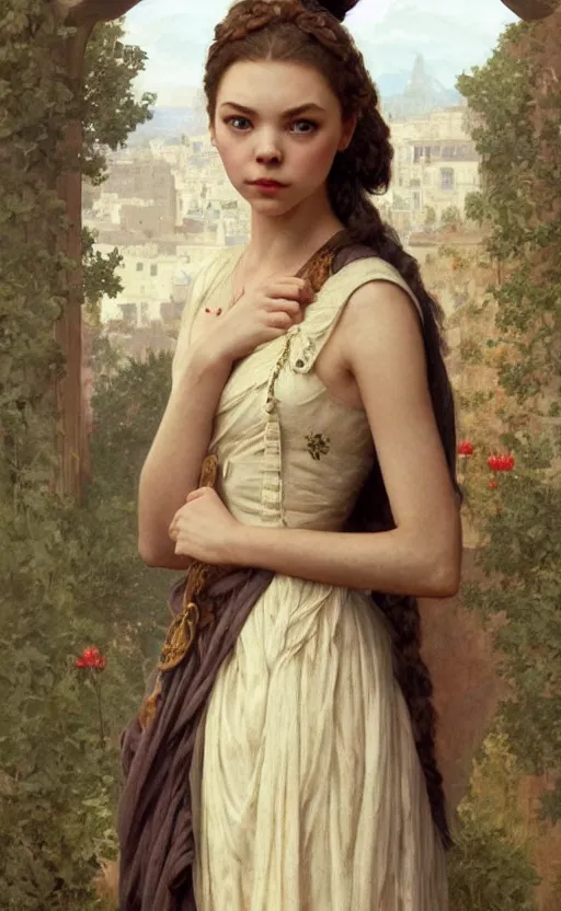 Image similar to anya taylor-joy, annasophia robb, traditional corsican, intricate, highly detailed, artstation, illustration, jurgens, rutkowski, bouguereau