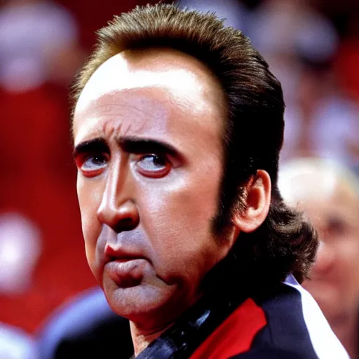 Prompt: Nicolas Cage as a member of the Chicago Bulls