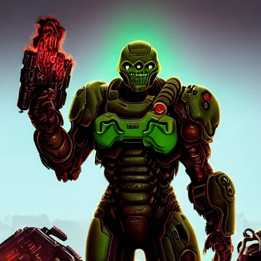 Image similar to character from doom 2 0 1 6, doom eternal