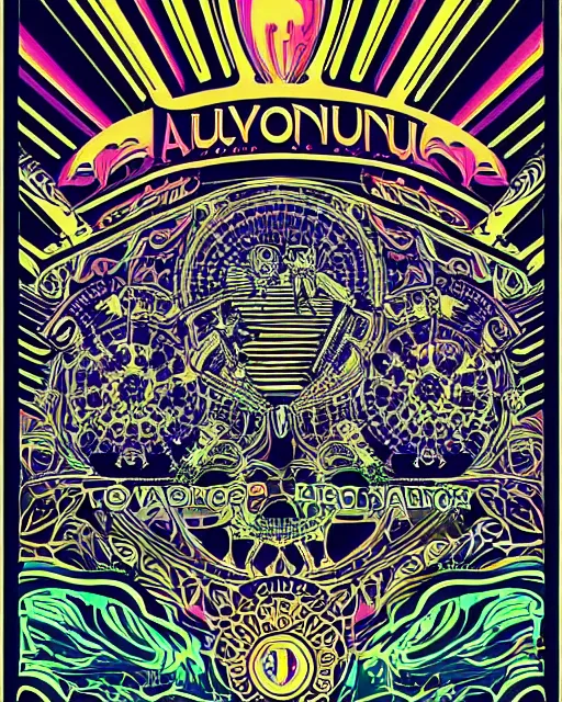 Image similar to avalon ballroom poster art by victor moscoso, hd vector art, award winning on behance, t shitd design, sticker, holographic, geometric design