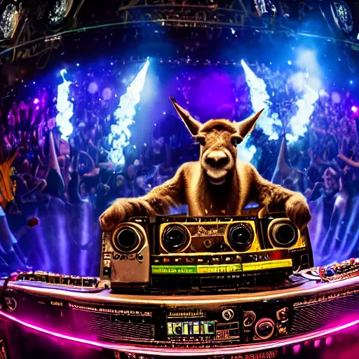 Prompt: A DJ donkey on the tomorrowland stage, 8k, hyper-detailed