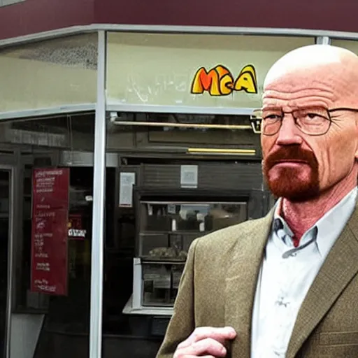 Prompt: Walter White at McDonald's, photo