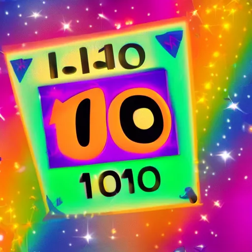 Image similar to sign that says 1 0 0, text 1 0 0, lisa frank, glorious, bedazzled, spectacled, amazing, unreal render, bokeh, studio lighting, ultradetailed