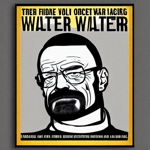 Image similar to Walter White depicted in an old style propaganda poster