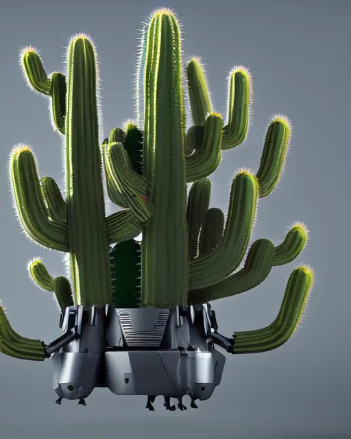 Image similar to Close up shot.3d hard surface design, octane rendered, robotic bionic Technical Cactus design, hardops, box cutter, artstation trending, wow, 8k, edon guraziu