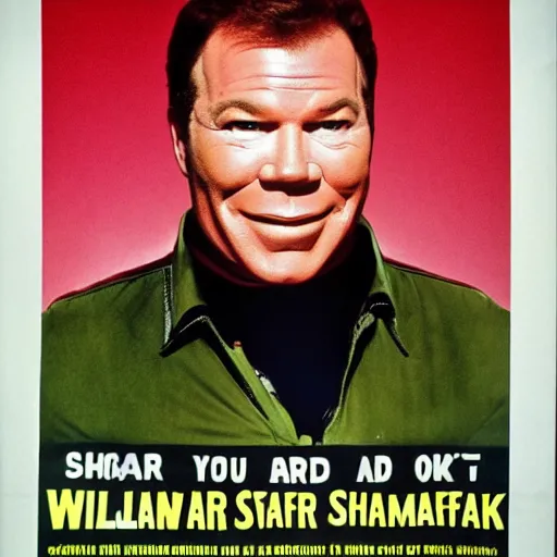 Image similar to william shatner stars in the mask, high quality promotional poster