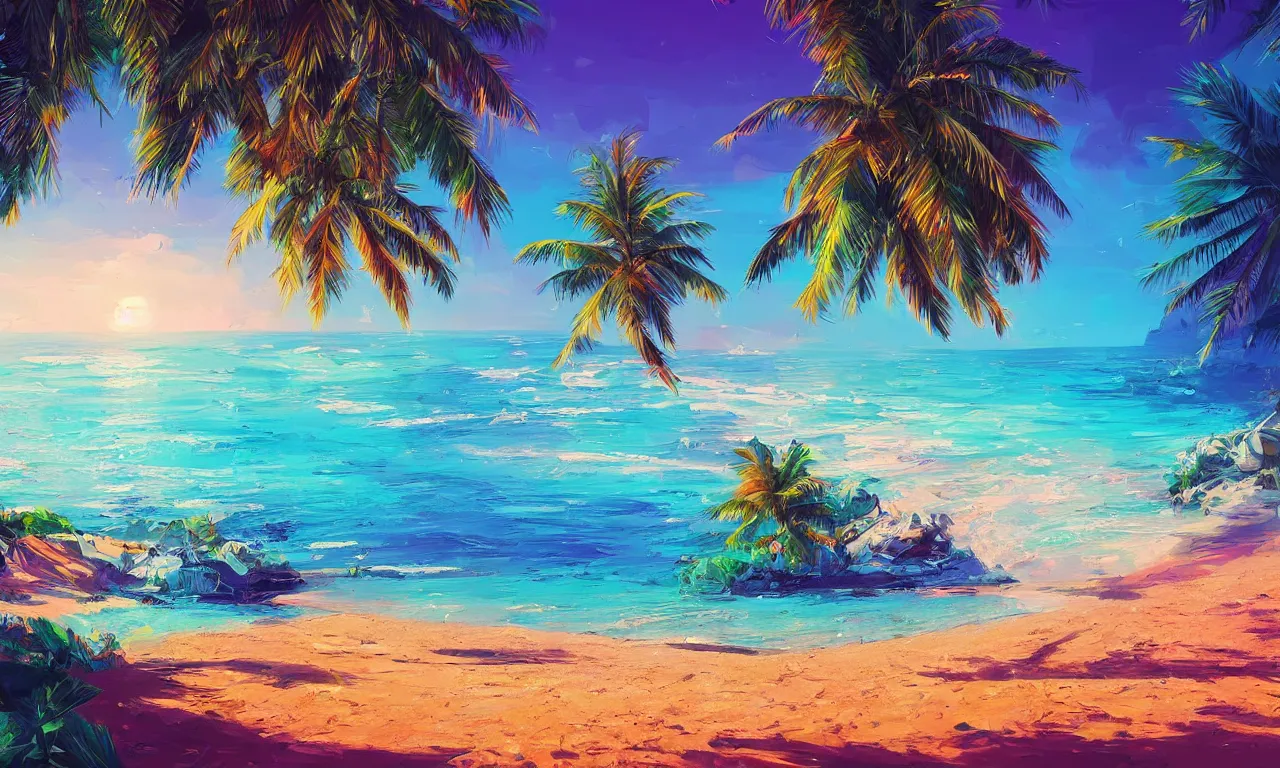 Image similar to paradise beach by alena aenami artworks in 4 k