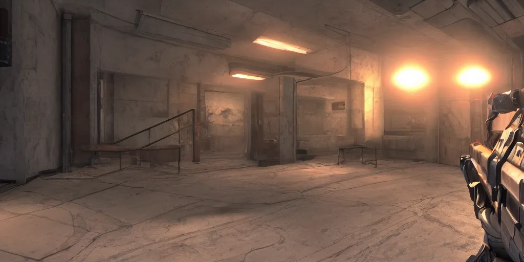 Image similar to still frame from the video game half life 3, award - winning, stunningly realistic, volumetric lighting, coherent, no artifacts, cinematic, atmospheric, studio quality, amazing