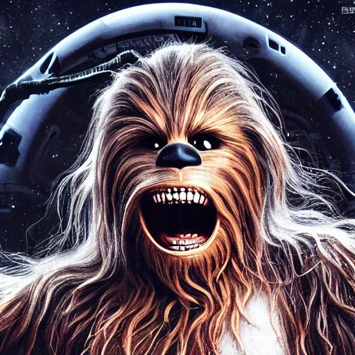 Image similar to Chewbacca as a xenomorph, 4k, hyper detailed