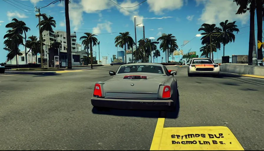 Prompt: in the streets of miami in the style of gtav