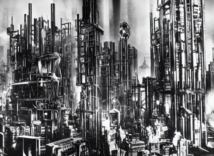 Image similar to scene from the 1937 science fiction film Metropolis