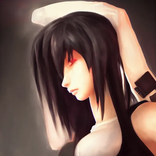 Image similar to high quality art of tifa lockhart with blindfold, trending on artstation