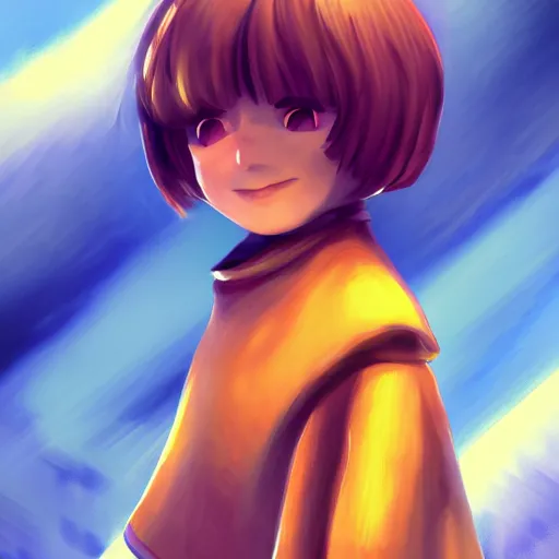 Image similar to Frisk Sans Chara Fusion, digital Painting, ultradetailed, artstation, oil Painting, ultradetailed, artstation