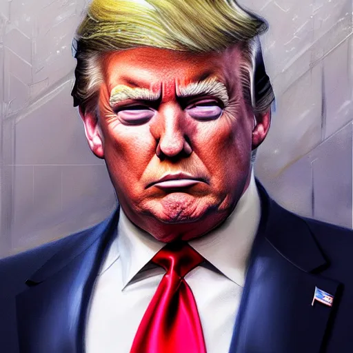 Image similar to epic portrait of donald trump, detailed, digital painting, artstation, concept art, donato giancola, joseph christian leyendecker, wlop, boris vallejo, breathtaking, high details, extremely detailed, sincere face, establishing shot, artistic, hyper realistic, beautiful face, octane render