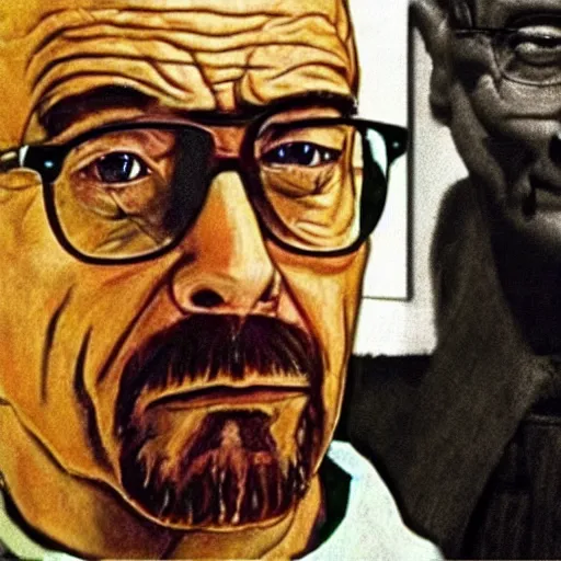 Prompt: walter white in a discord call with gus fring and dobby the house elf, bad camera quality, funny, realistic