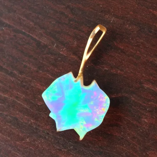 Image similar to maple leaf resting!!!!! on a colorful opal crystal, 4 k, 3 5 mm!!!!! lens