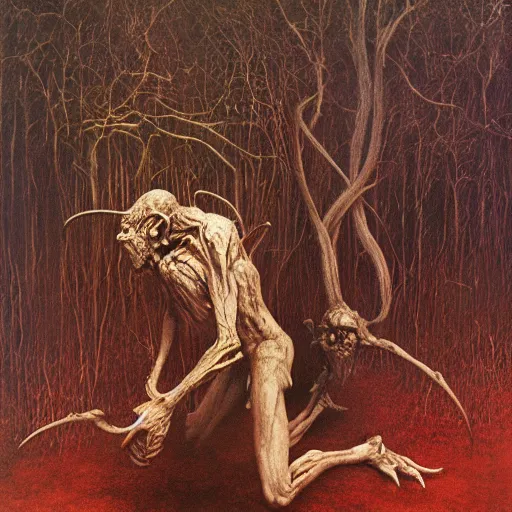 Prompt: swamp goblin by Zdzisław Beksiński, oil on canvas