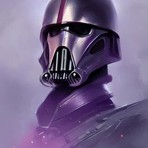 Image similar to concept art of a portrait by greg rutkowski, a soldier of the eternal empire wearing purple and black tactical gear, star wars expanded universe, smooth, sharp focus, artstation hq.