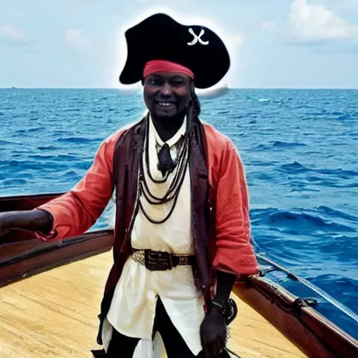 Prompt: african geert wilders pirate at sea