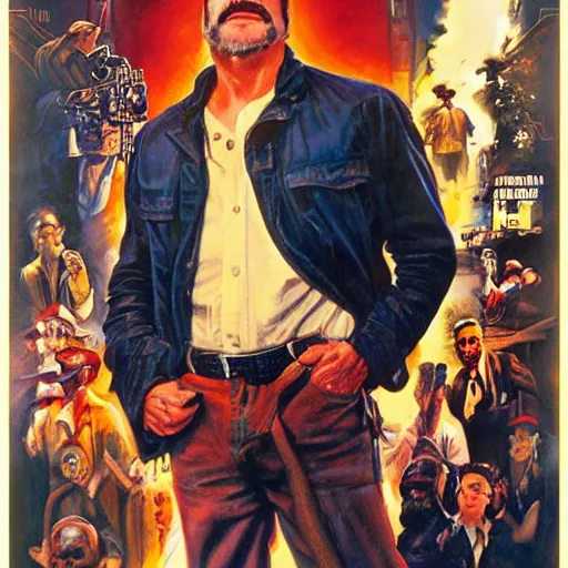 Prompt: painted poster by drew struzan for a movie called 'the man who didn't try'