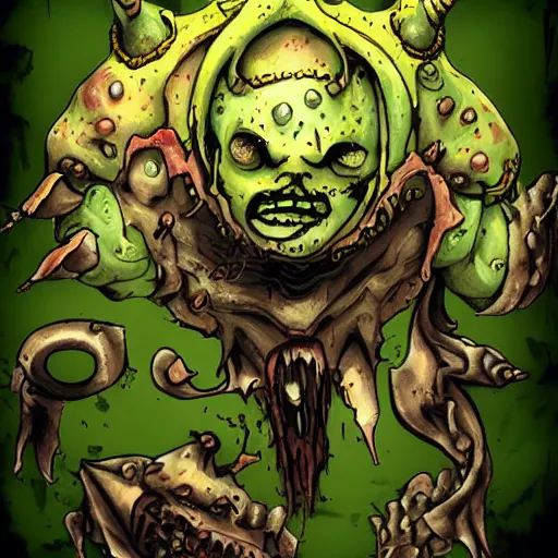 Image similar to chaos nurgle, anime art style, illustration