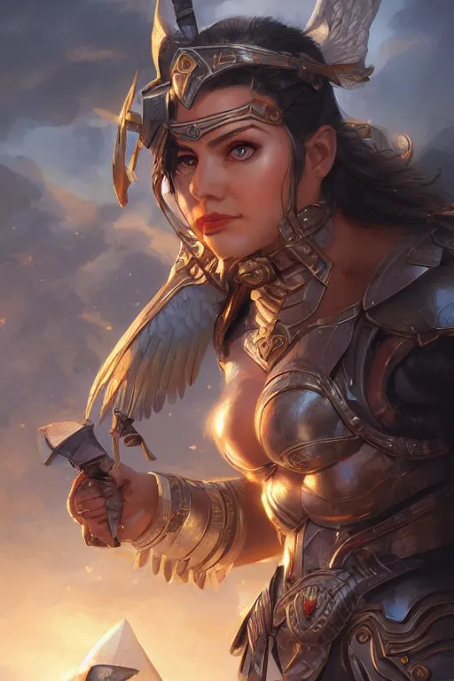 Image similar to amazon valkyrie athena, d & d, fantasy, portrait, highly detailed, headshot, digital painting, trending on artstation, concept art, sharp focus, illustration, art by artgerm and greg rutkowski and magali villeneuve