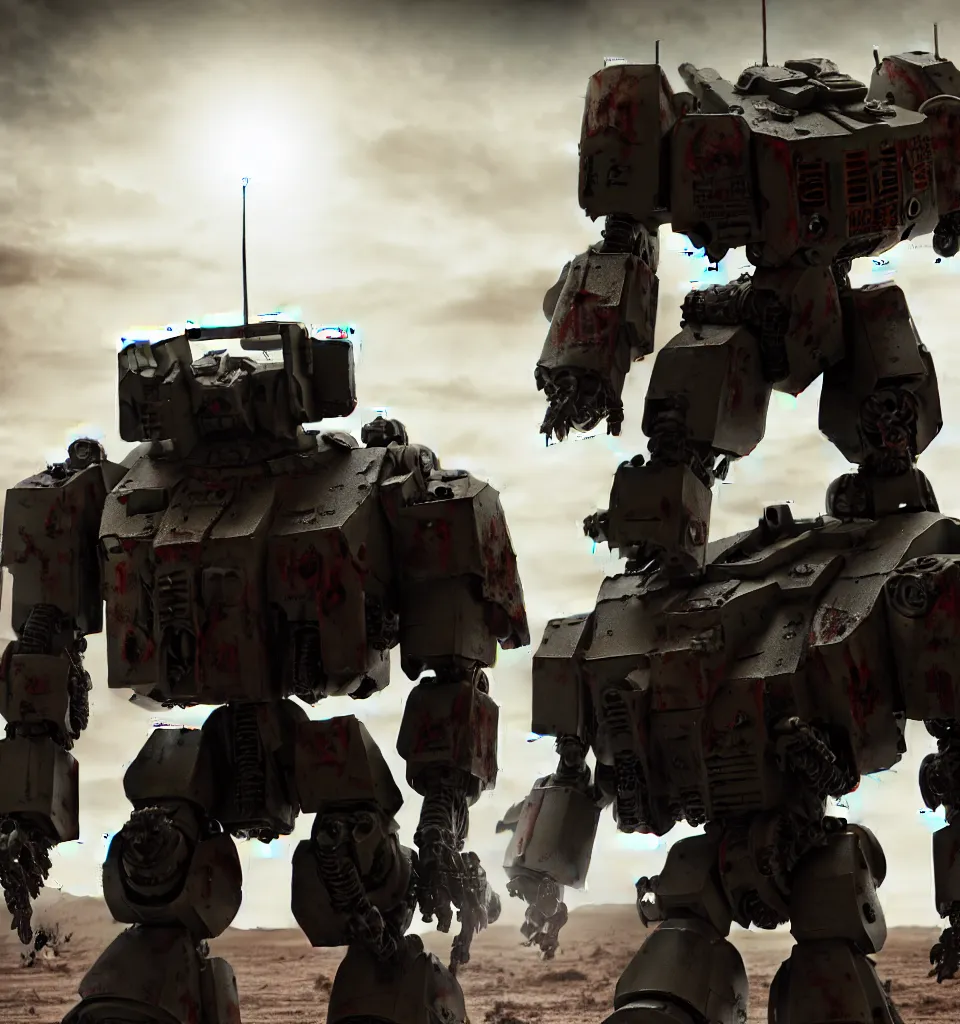 Image similar to cinematic still of a zombie heavy mech military space marine, by kow yokoyama, maschinen krieger, hobby japan, stormy post apocalyptic desert, highly detailed, 3 5 mm, shot with canon 5 d mark ii, face detail, rob bottin, rick baker, jordu schell, artstation, cg society, soft illumination