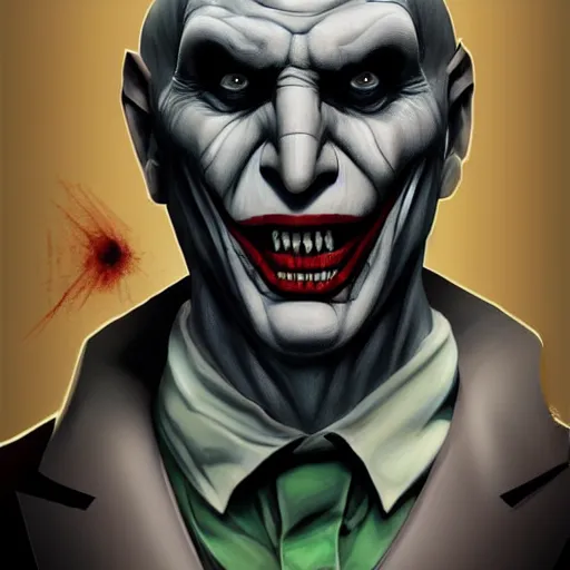 Prompt: voldemort as the joker, highly detailed, trending on artstation