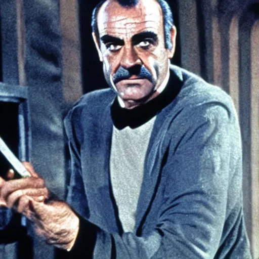 Image similar to sean connery as spiderman, movie still