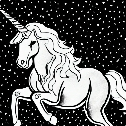 Prompt: unicorn, Line art, ink art , By Marc Gabbana, trending on artstation