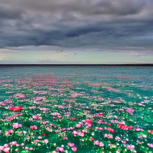 Prompt: photo 2 4 mm wide flowers in the sea