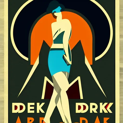 Image similar to dork person in art deco style, poster