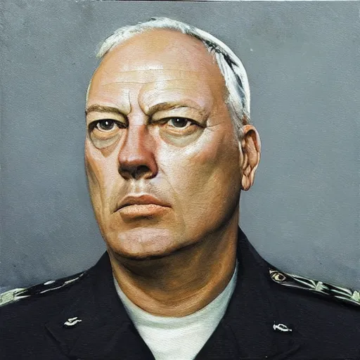 Prompt: “Oil painting of David Gilmour as a World War 1 general, 4k”