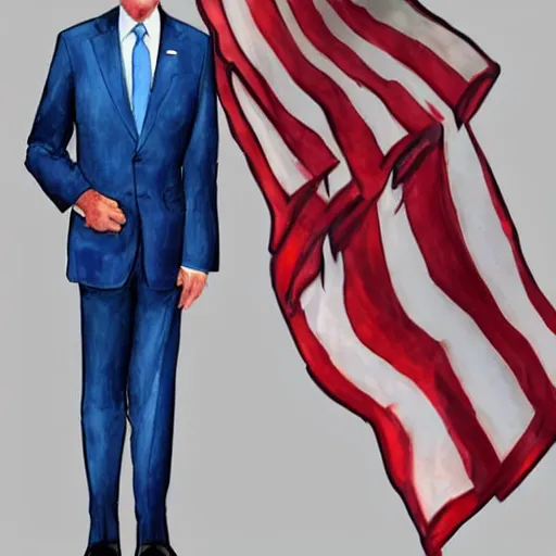 Prompt: a perfect, realistic professional digital sketch of Joe Biden in style of Marvel, full length, by pen and watercolor, by a professional American artist on ArtStation, a hollywood-style sketch, on high-quality paper