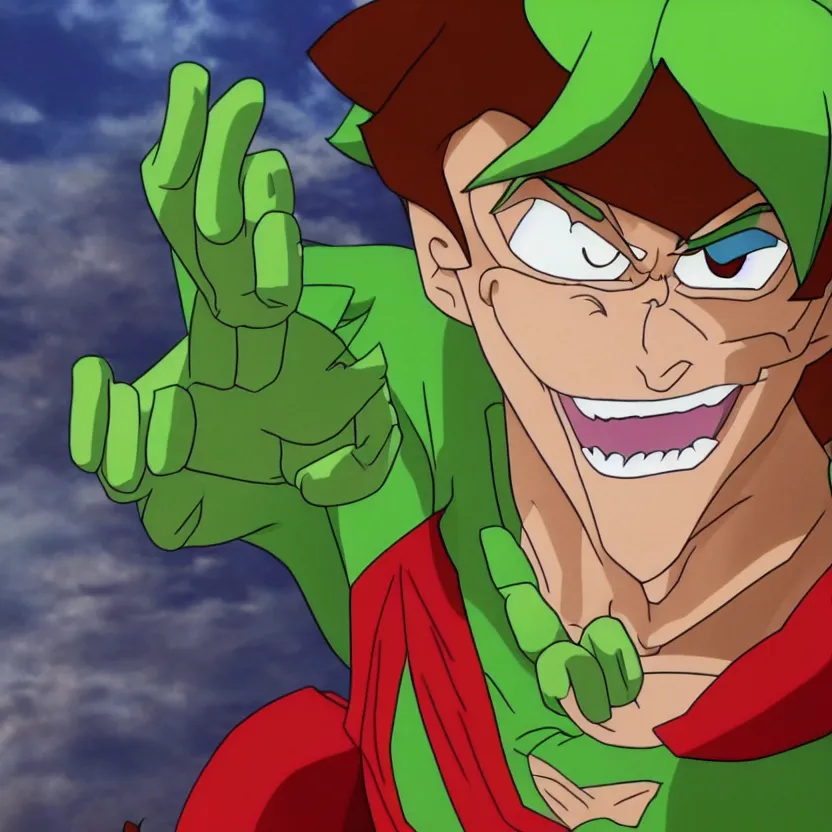 Prompt: shaggy rogers dressed like goku/superman detailed realistic High Resolution HD 8k