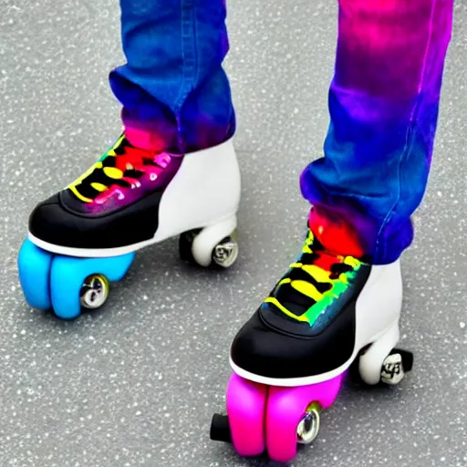 Image similar to tie - die roller skates on a white background
