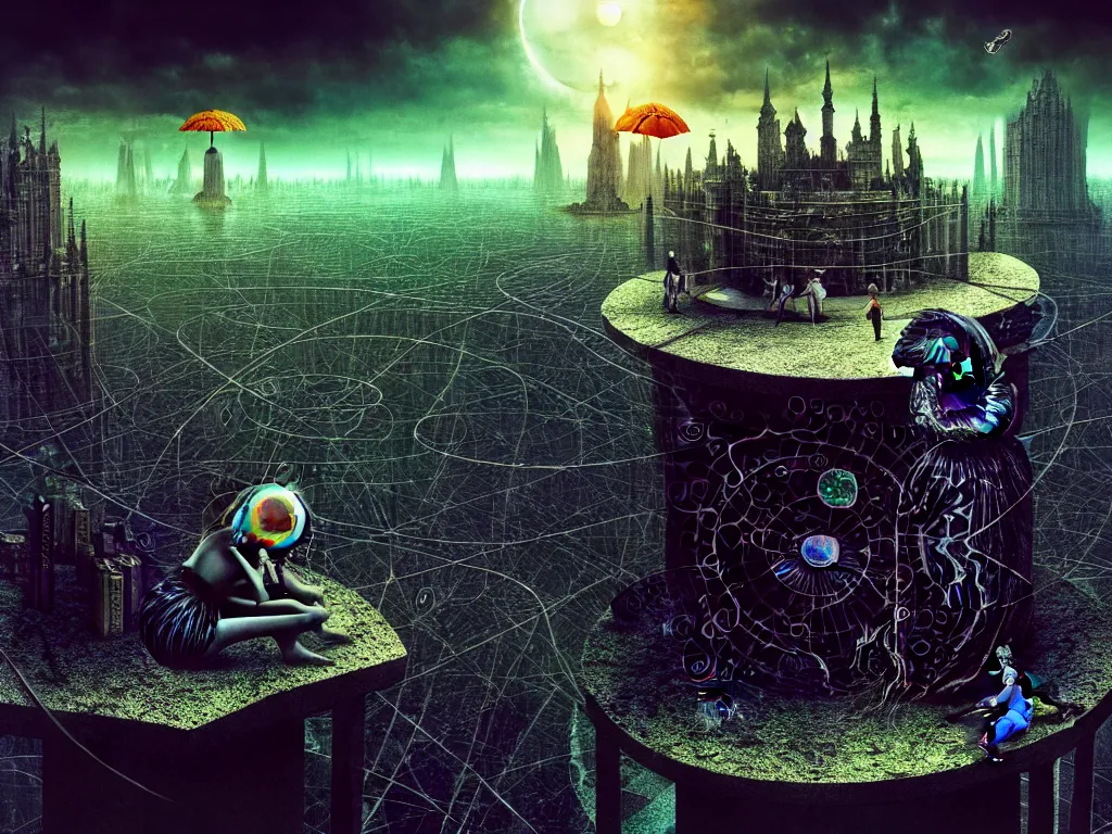 Image similar to highly detailed photo of living is the illusion of dying, trending on deviantart, neo surrealism, sharp focus, 4 k, a lot of little details, octane, masterpiece, art by max ernst