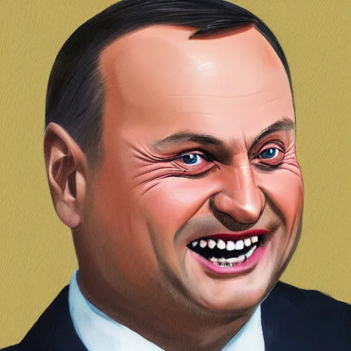 Prompt: Andrzej Duda smiling, caricature