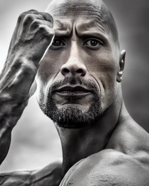 Image similar to dwayne johnson as a mime. photographic, photography