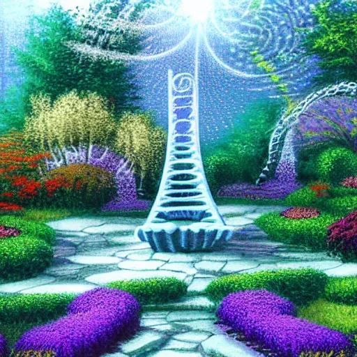 Prompt: resonance cascade in the style of Thomas Kinkade