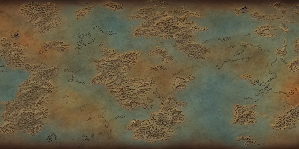 Prompt: Very complicated and detailed fantasy map, countries, NO TEXT, 4k