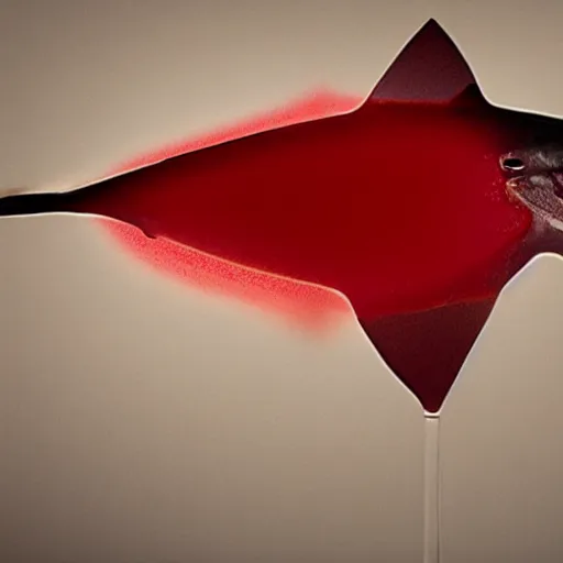 Prompt: the fin of a tiny shark emerging from a red Cocktail. Award-winning photography, trending on, blabla