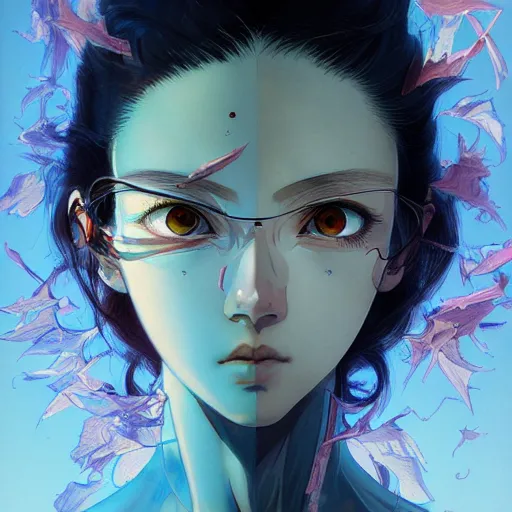 Image similar to prompt : evangeleon portrait soft light painted by james jean and katsuhiro otomo and erik jones, inspired by evangeleon anime, smooth face feature, intricate oil painting, high detail illustration, sharp high detail, manga and anime 1 9 9 9